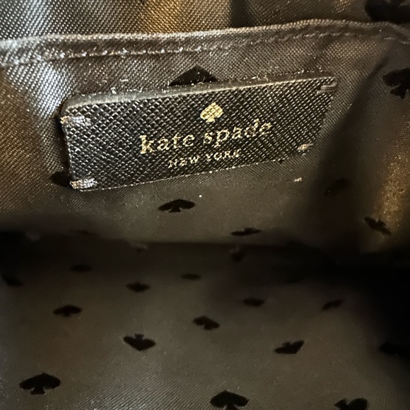 Kate Spade Black Shinny Glitter Small Coin Purse Wallet Signature Spade Lining - Picture 2 of 5